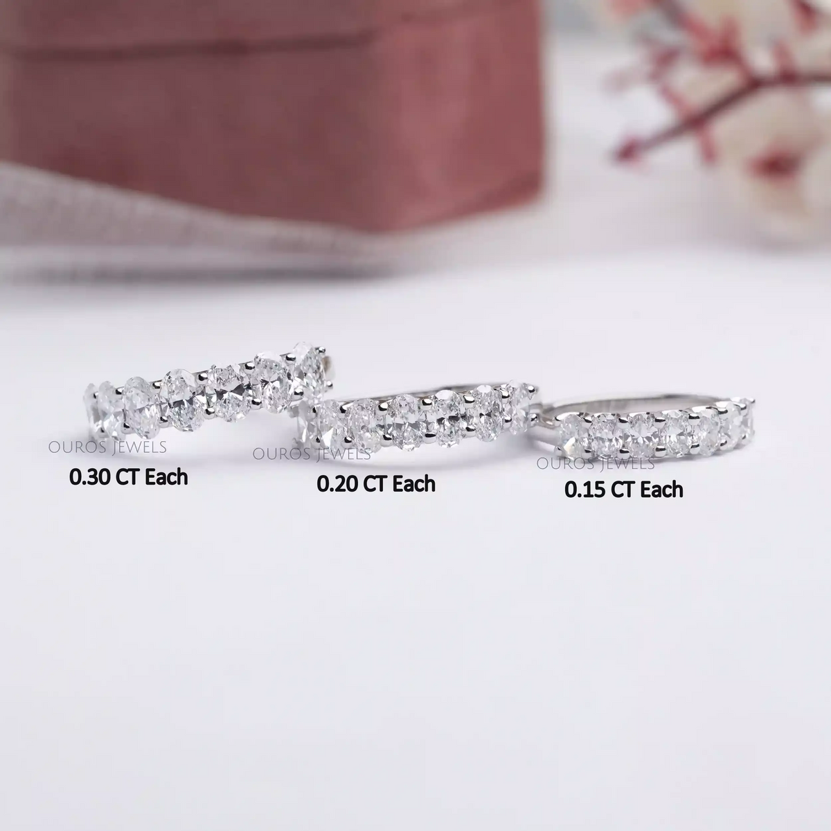 Oval Cut Lab Grown Diamond Seven Stone Anniversary Ring 925 Sterling Silver 0.15 CT Each Rings