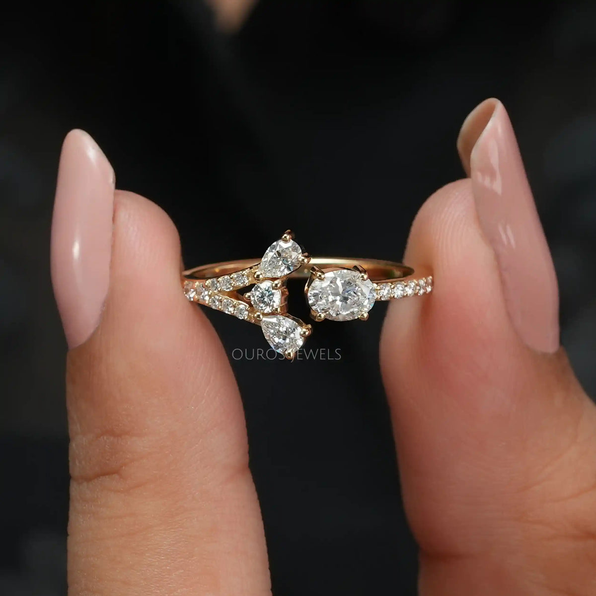 Open Cuff Styles Oval Cut Lab Grown Diamond Ring Rings