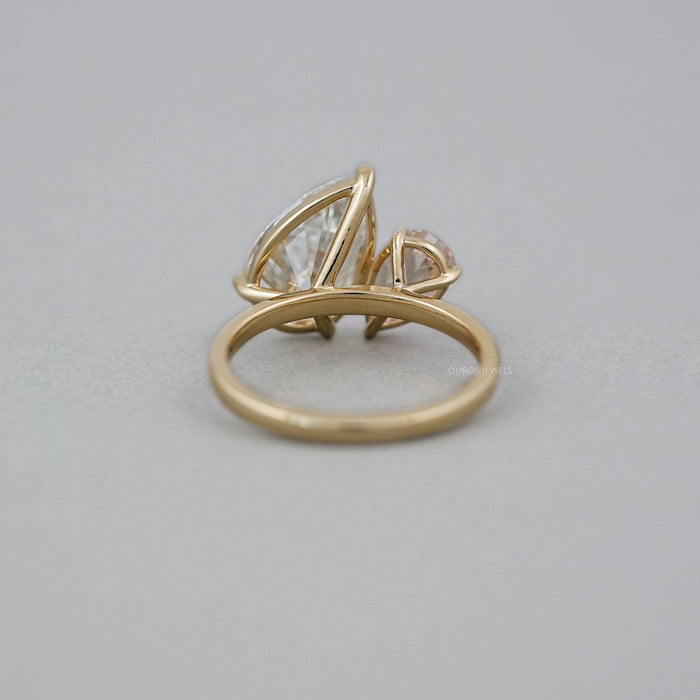 Two Stone Pear Cut Lab Diamond Toi Et Moi Engagement Ring