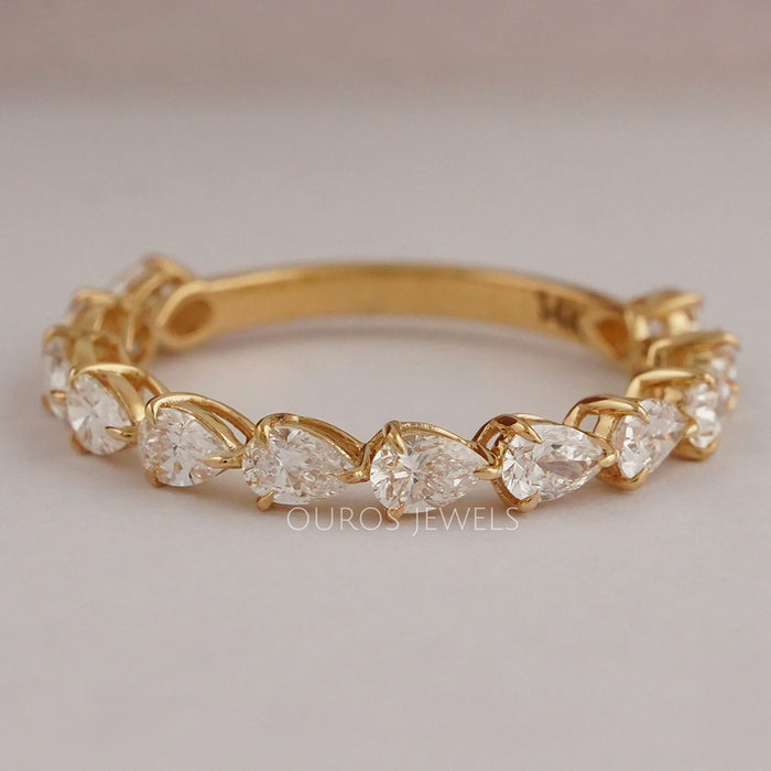 Pear Shaped Lab Grown Diamond Half Infinity Ring