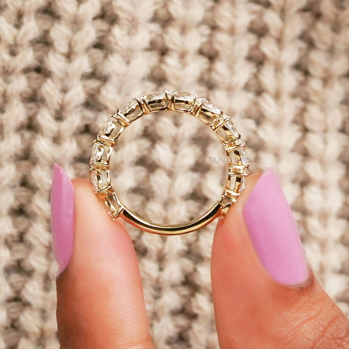 Pear Cut Lab Grown Diamond Half Eternity Band