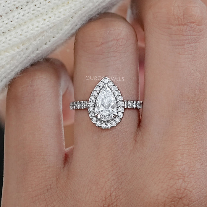 Pear Lab Diamond Halo Eternity Wedding Ring