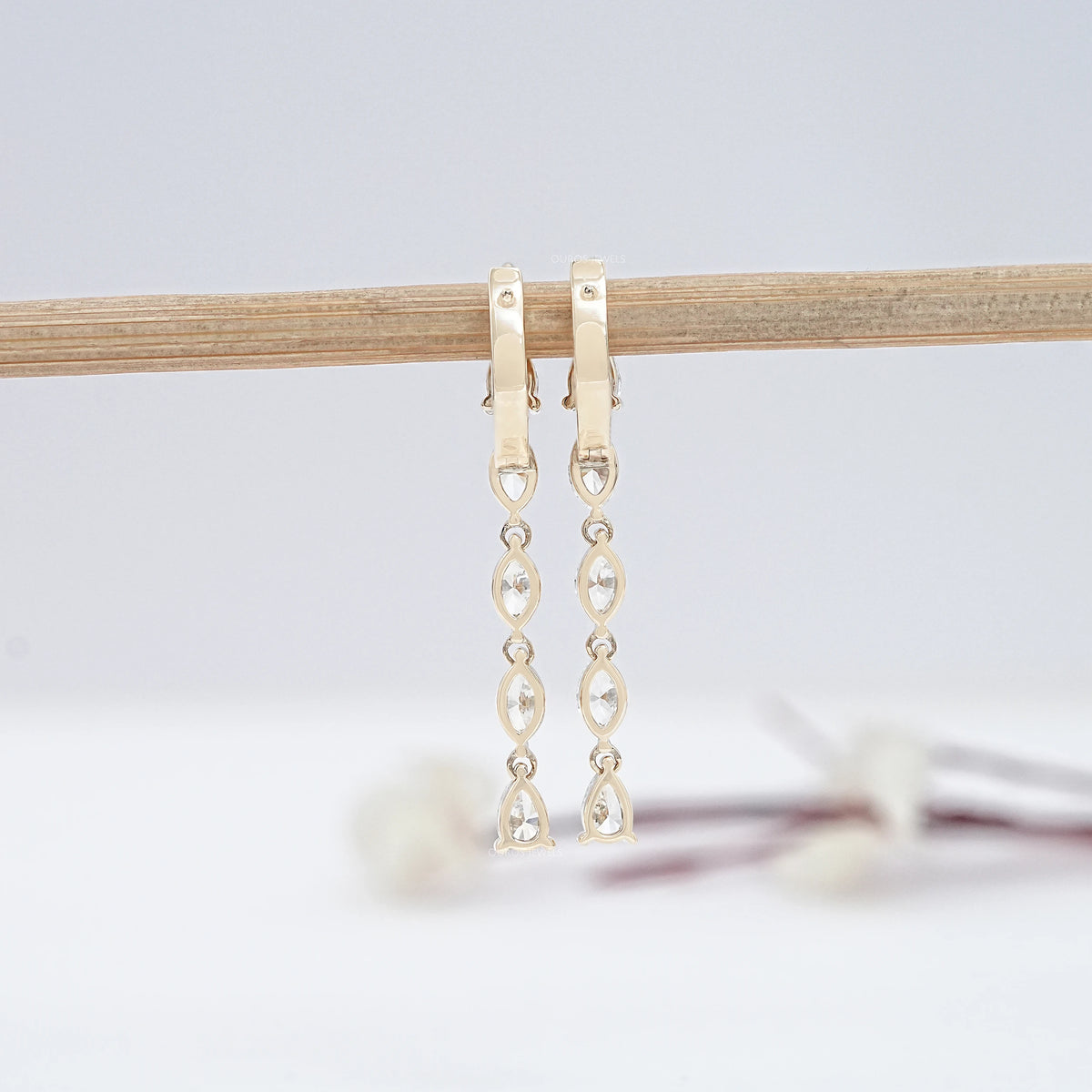 Pear And Marquise Cut Lab Diamond Dangle Earrings