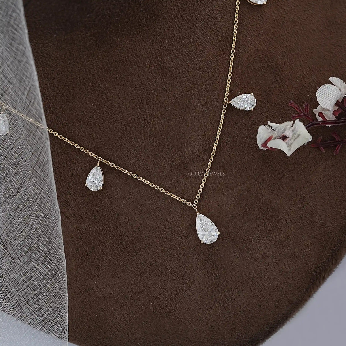 Pear Lab Grown Diamond Station Style Necklace Necklaces