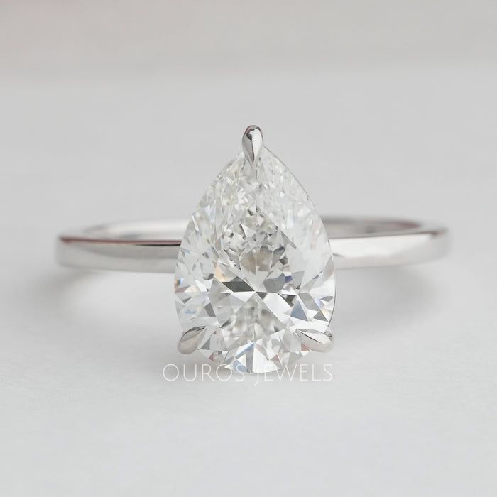 Solitaire Pear Shaped Engagement Diamond Ring
