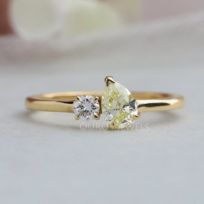 Toi Et Moi Ring with Round and Pear Shaped Diamond