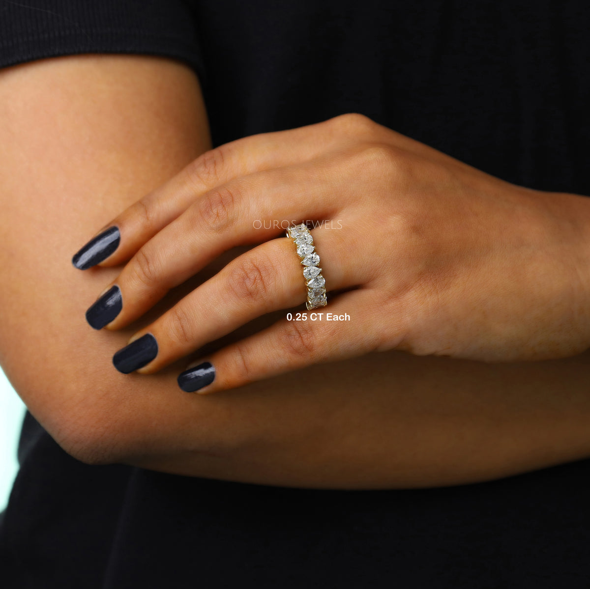 Pear Cut Lab Diamond Full Eternity Wedding Band Rings