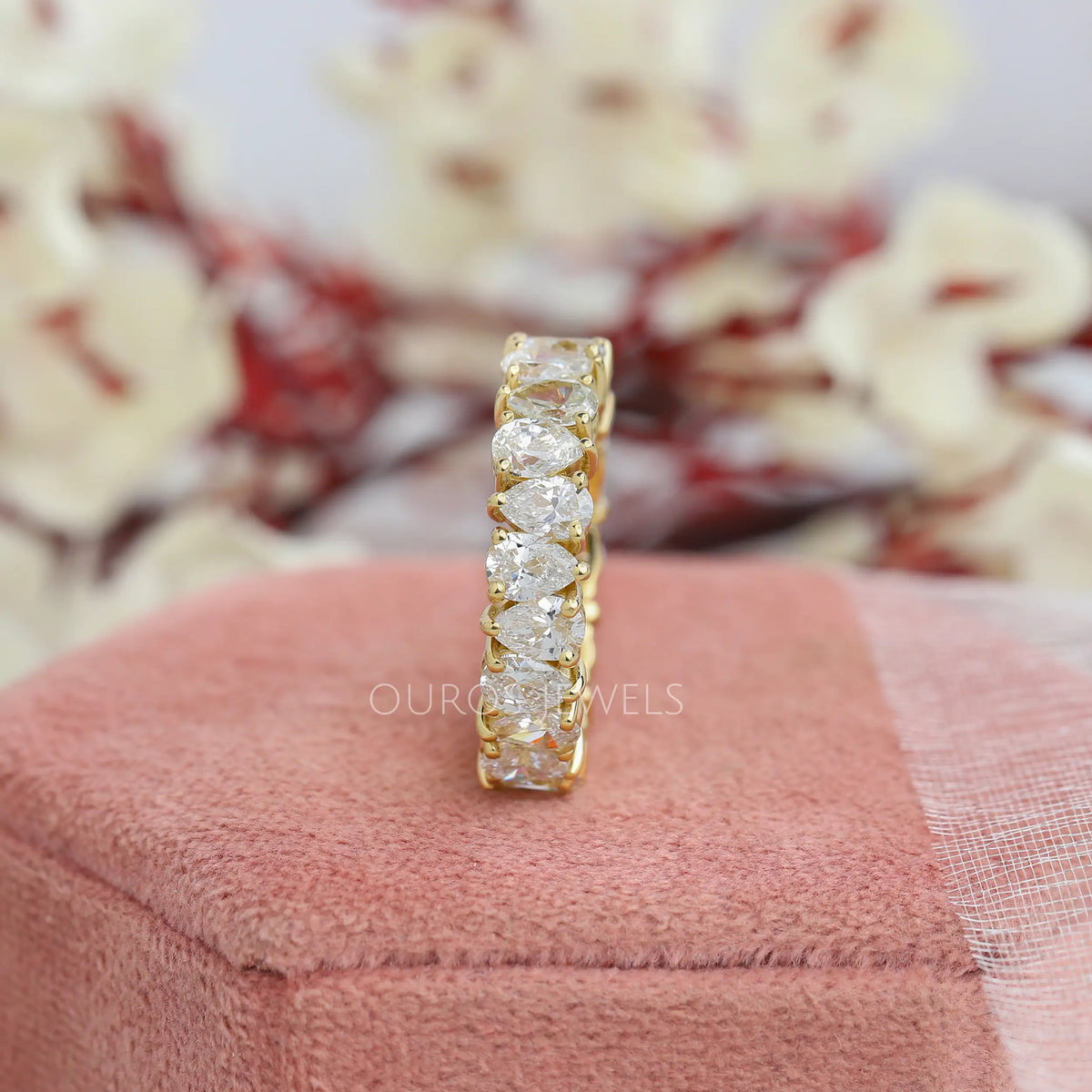 Pear Cut Lab Diamond Full Eternity Wedding Band Rings