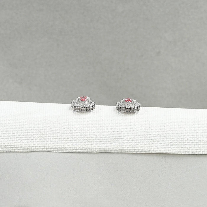 Pink Pear Cut Diamond Double Halo Earrings