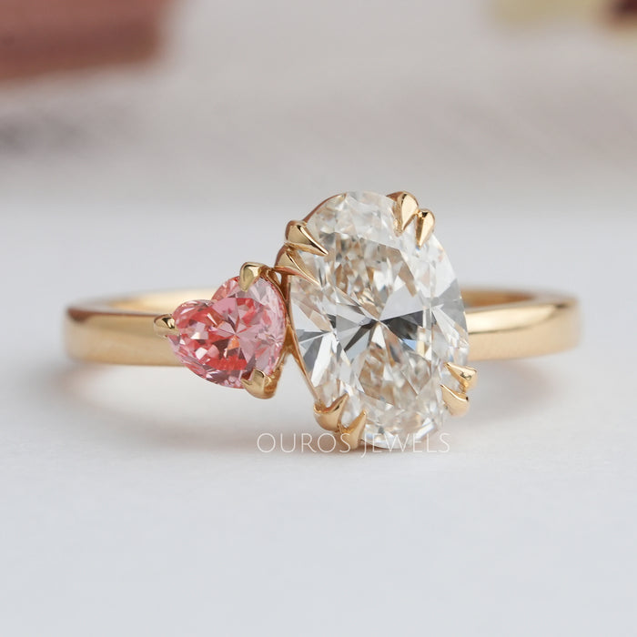 Oval and Heart Shaped Toi Et Moi Proposal Ring