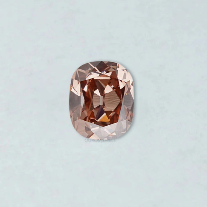 Fancy Pinkish Brown Cushion Lab Made Diamond