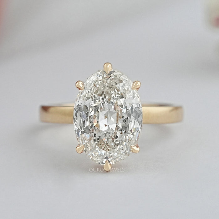 Oval Portuguese Cut Diamond Engagement Ring