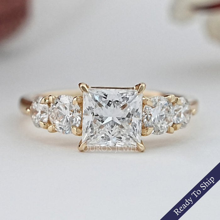 Five Stone Princess Lab Diamond Engagement Ring