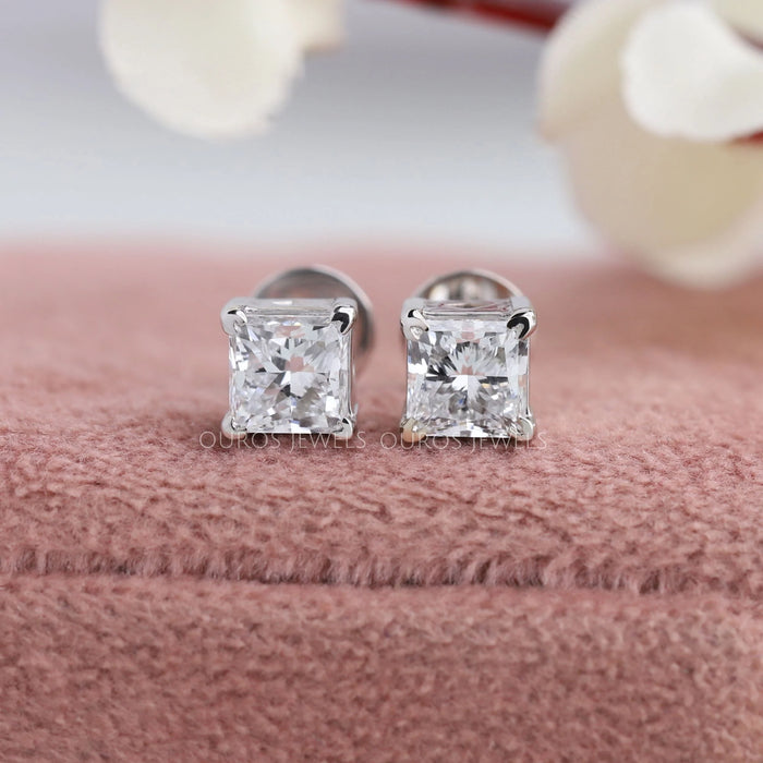 Princess Cut Lab Grown Diamond Stud Earrings