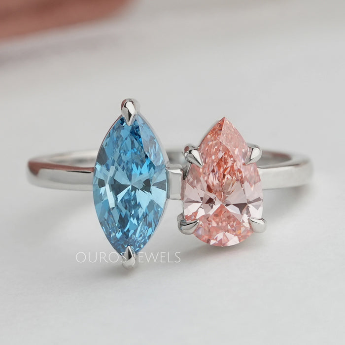 Marquise And Pear Lab Diamond Toi Et Moi Ring