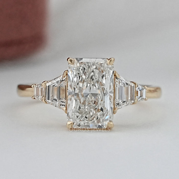 Radiant And Trapezoid Diamond Five Stone Engagement Ring