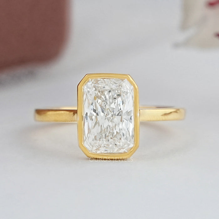 Radiant Diamond Bezel Set Engagement Ring
