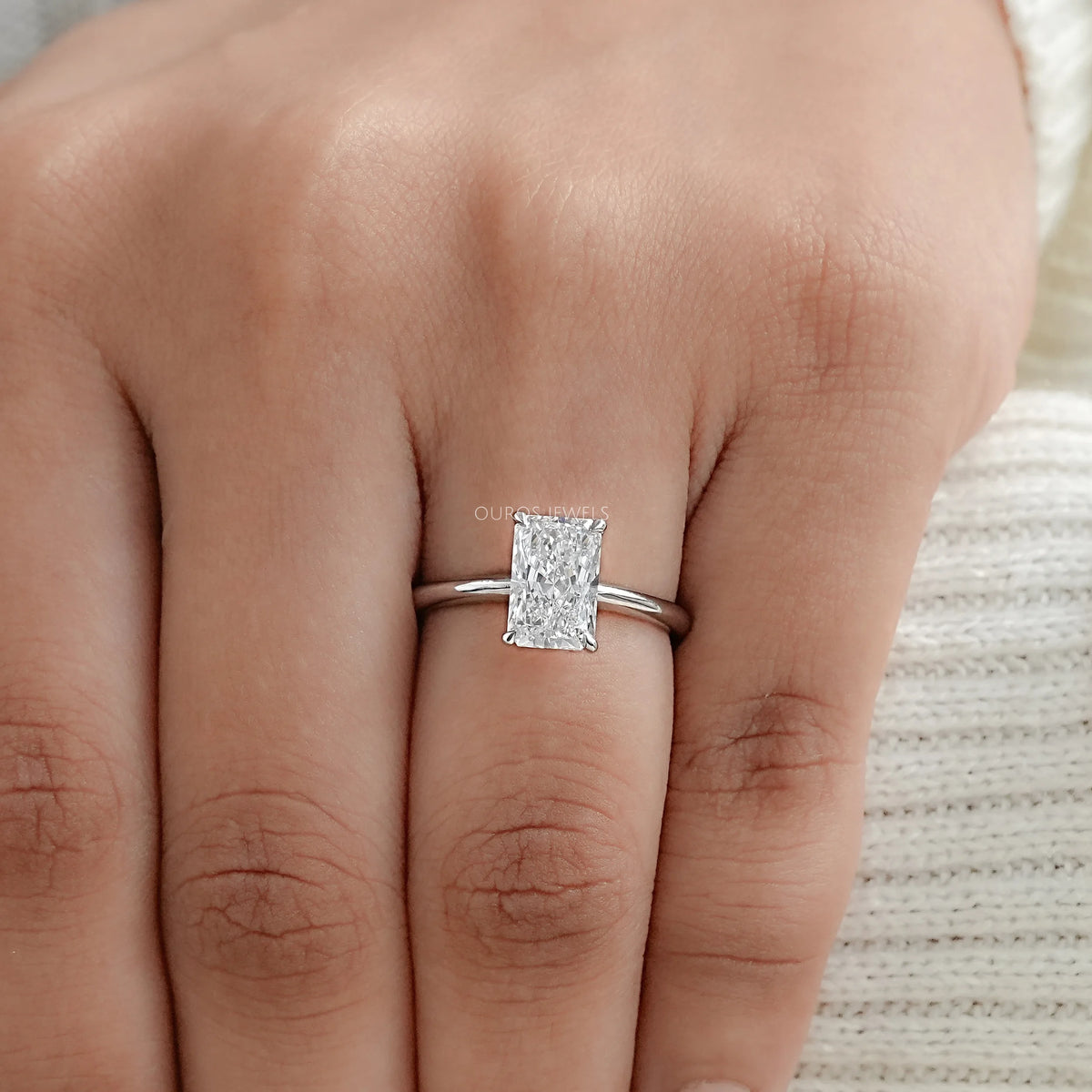 Radiant Cut Solitaire Diamond Engagement Ring Ring