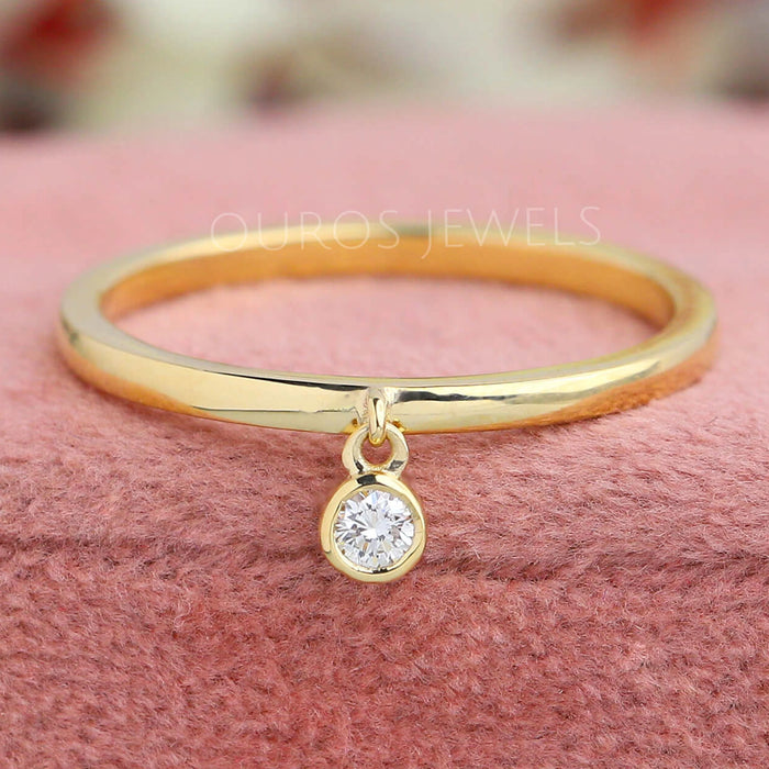 Bezel Set Round Lab Diamond Dangle Ring