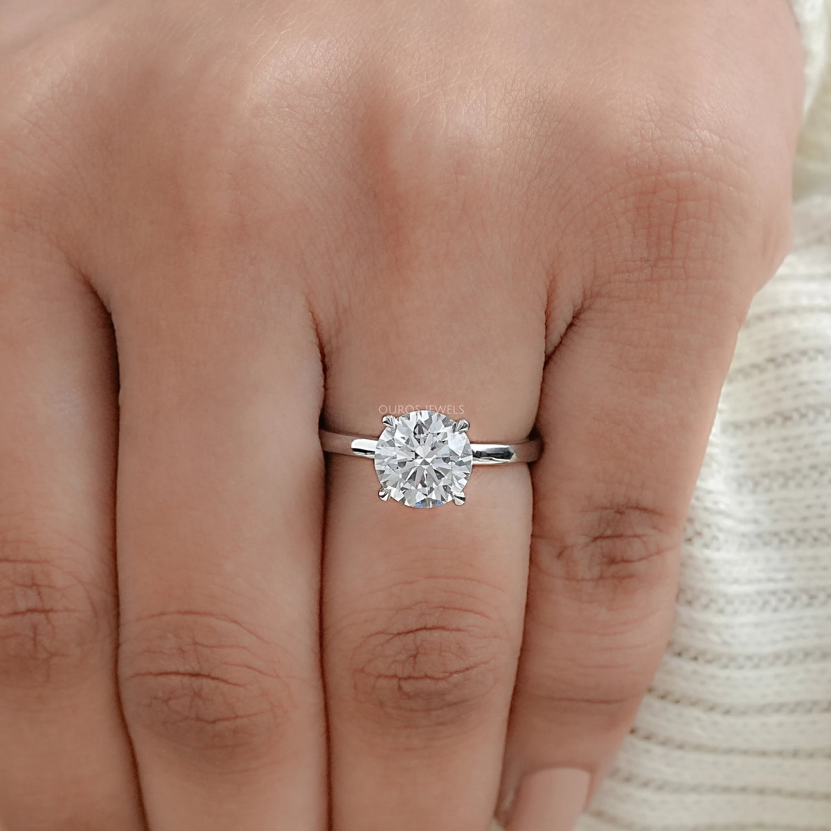 IGI Certified Round Lab Grown Diamond Solitaire Engagement Ring Ring