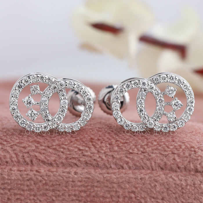Double Circle Diamond Crystal Earrings