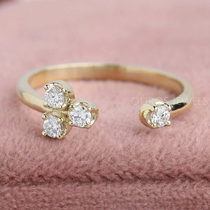Round Lab Grown Diamond Open Cuff Ring