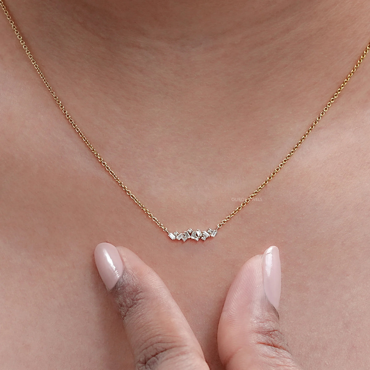 Baguette And Round Lab Diamond Pendant Necklaces