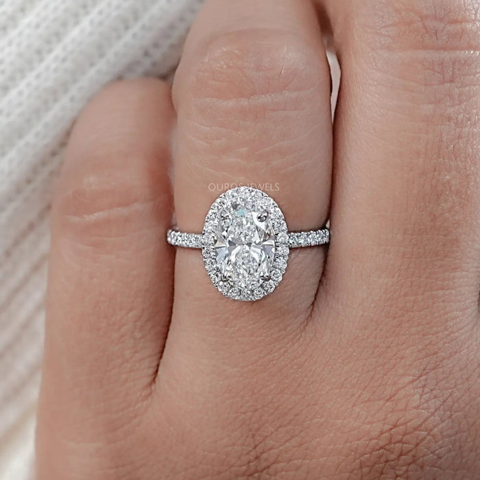 Accented Oval Cut Halo Diamond Engagement Ring