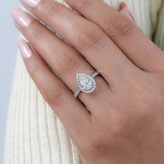 Pear Lab Diamond Halo Eternity Wedding Ring Ring