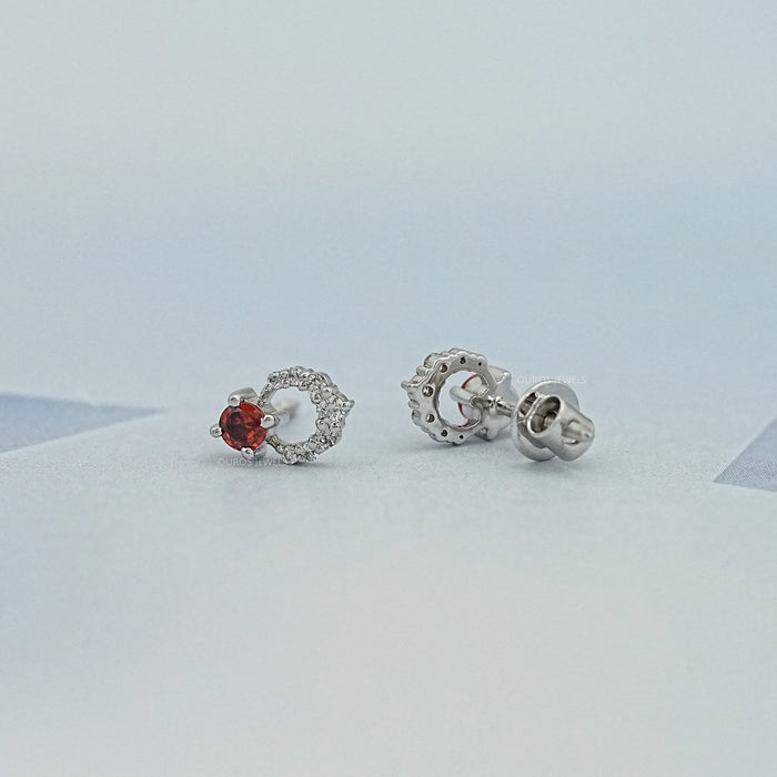 Red Ruby Lab Gemstone Drop Earrings