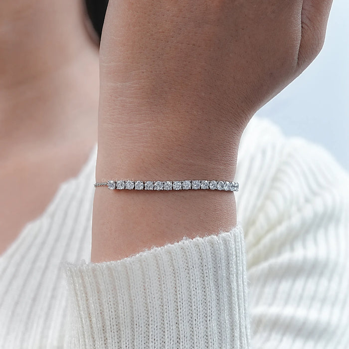 Round Cut Lab Diamond Half Tennis Bracelet