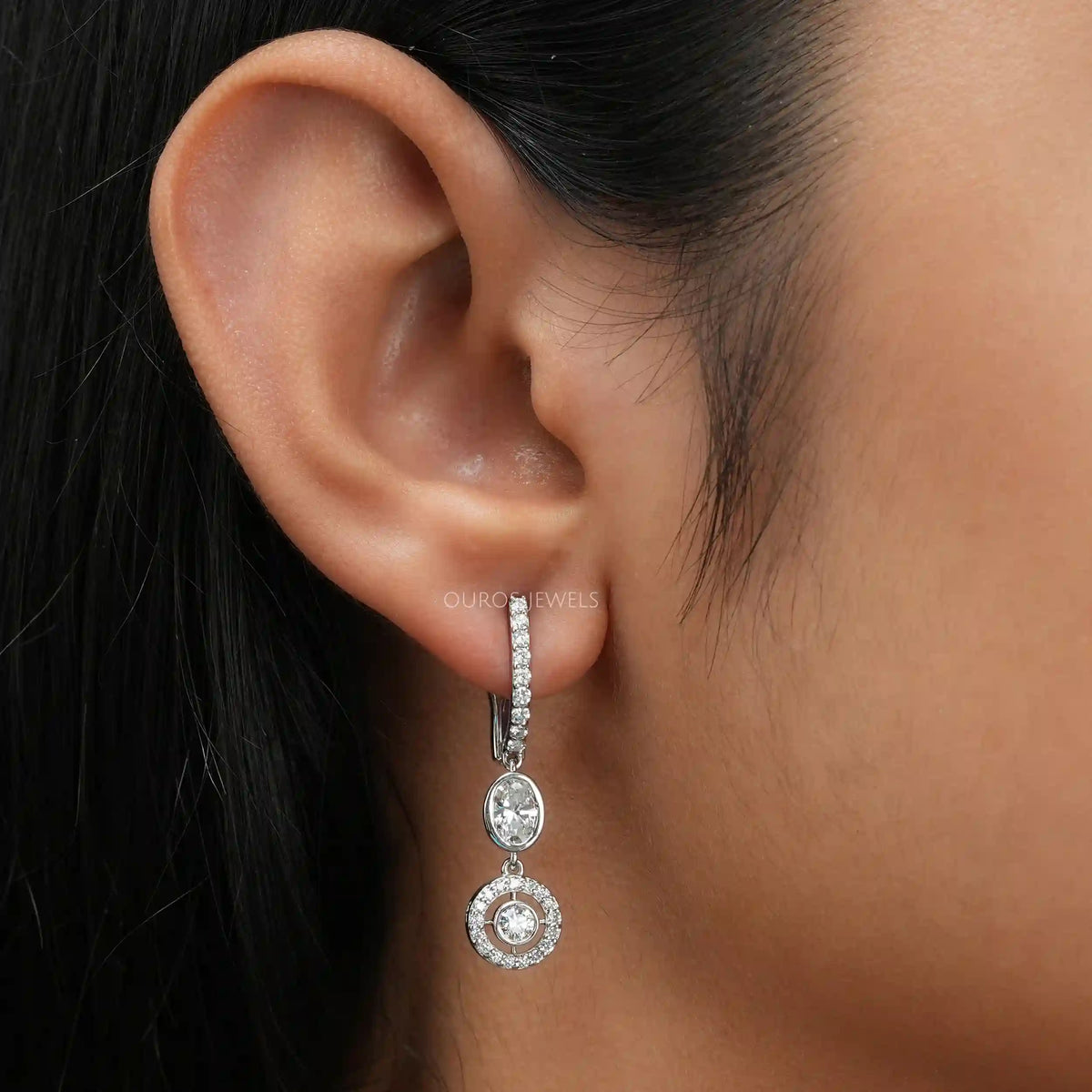 Round Cut Lab Grown Diamond Lever Back Earrings