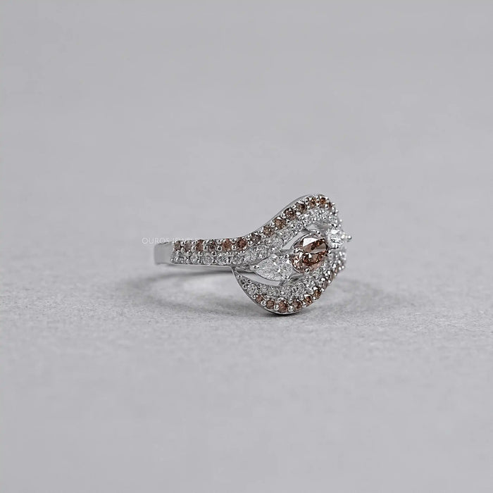 3 Stone Diamond Bypass Ring
