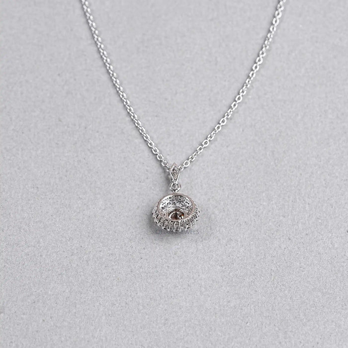 Round Shape Brown Diamond Solitaire Halo Pendant