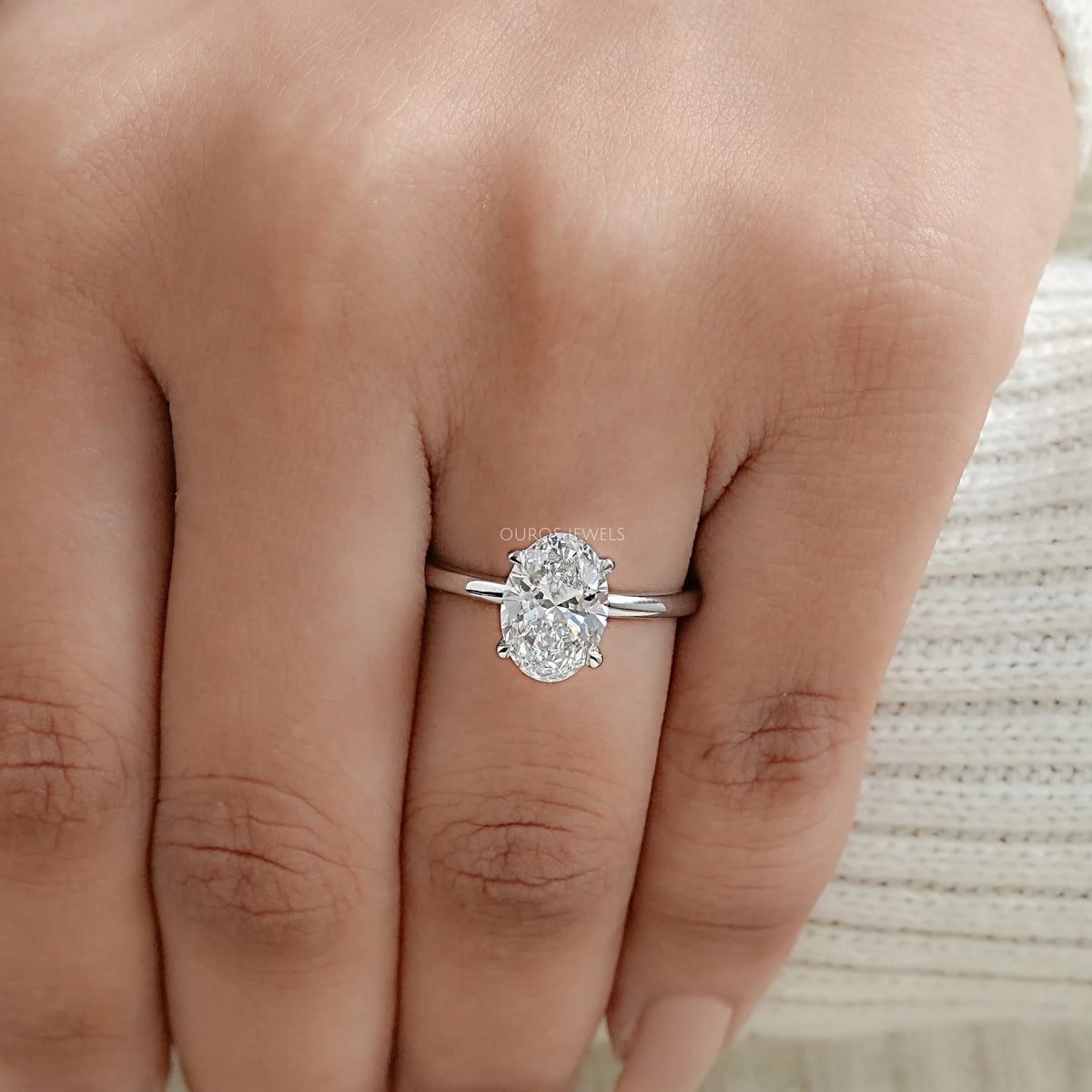 IGI Certified Oval Cut Solitaire Engagement Ring Ring