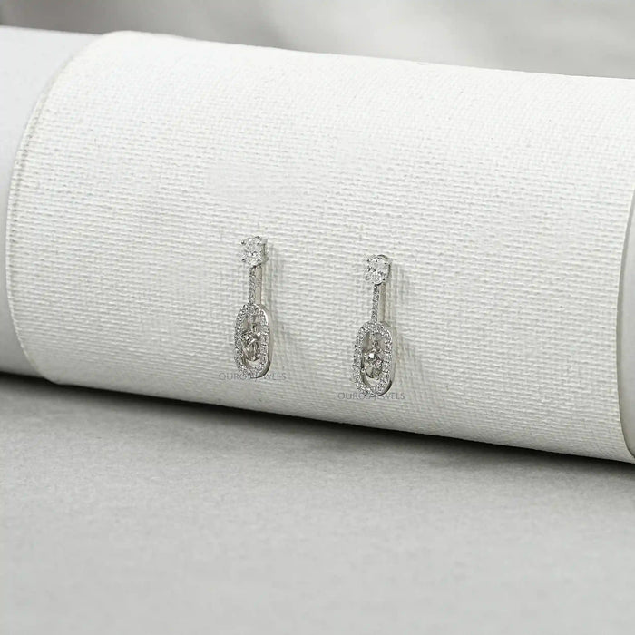 Elegant Oval Drop Earrings With Olive Oval-Cut Diamonds