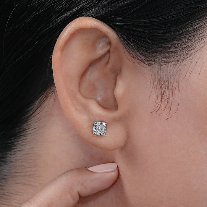 Cushion Cut Synthetic Diamond Solitaire Stud