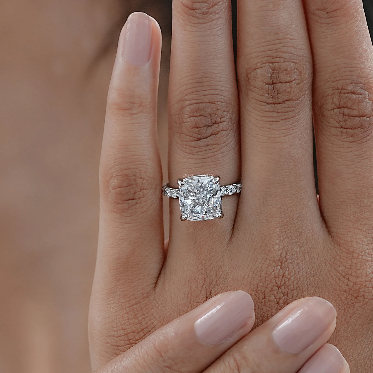 Square Cushion Lab Diamond Eternity Engagement Ring Rings