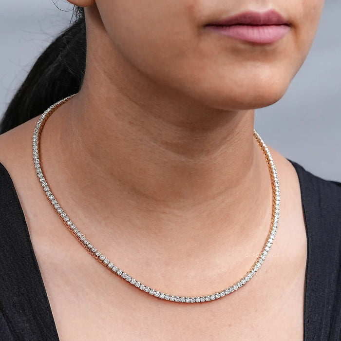 round cut diamond tennis necklace
