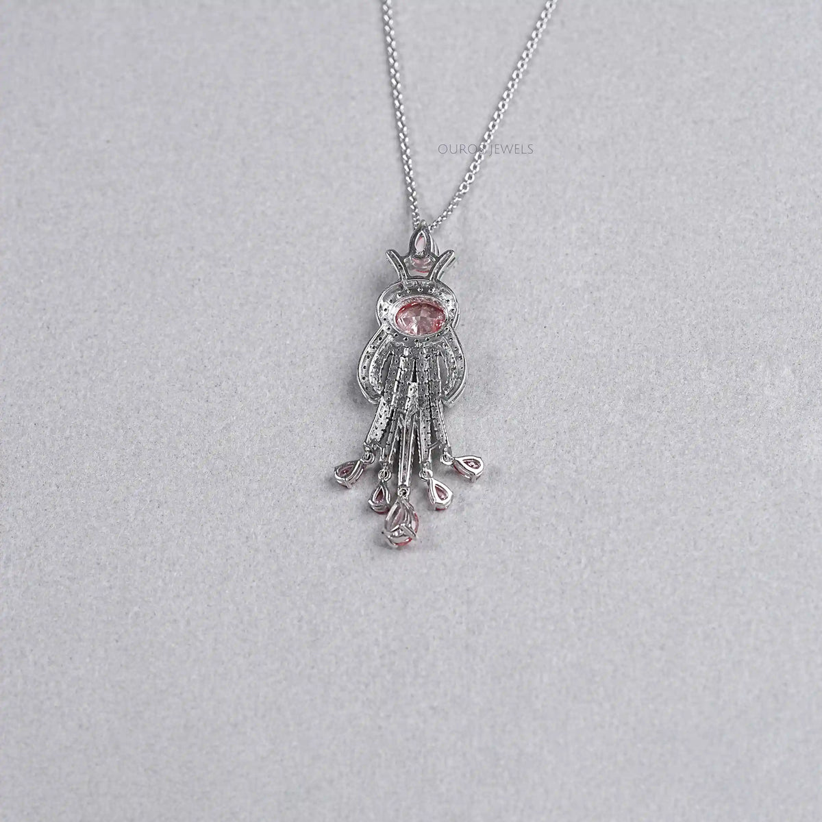 Pink Oval Cut Lab Diamond Pendant Necklace Necklaces