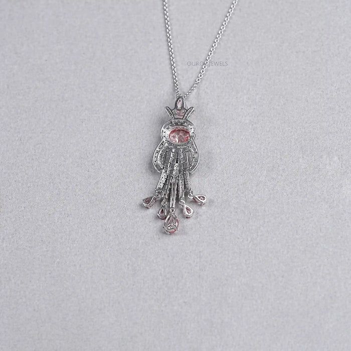 Pink Oval Cut Lab Diamond Pendant