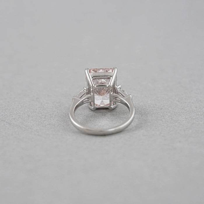 Pink Radiant Cut Lab Diamond Three Stone Ring