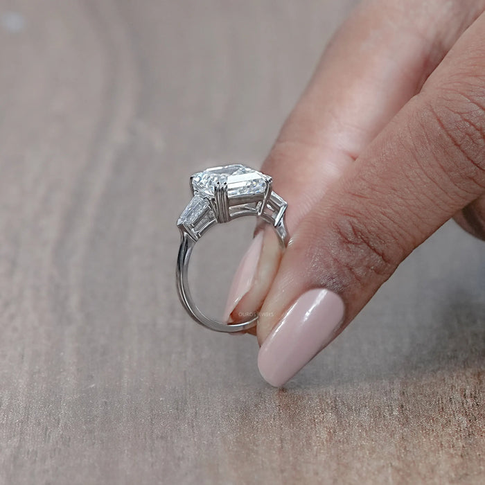 Asscher Diamond 3 Stone Engagement Ring