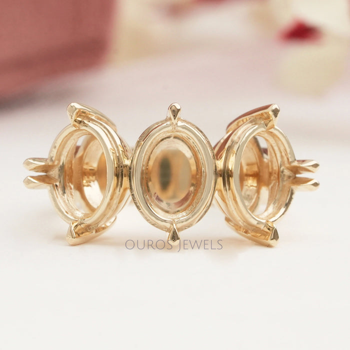 VintageThree Stone Oval Semi Mount Ring