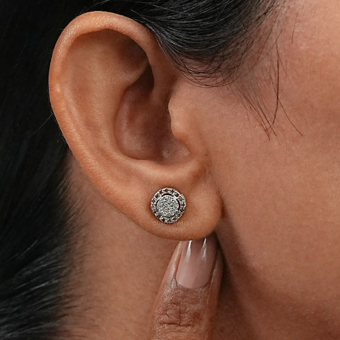 Pave Set Lab Diamond Stud Earrings
