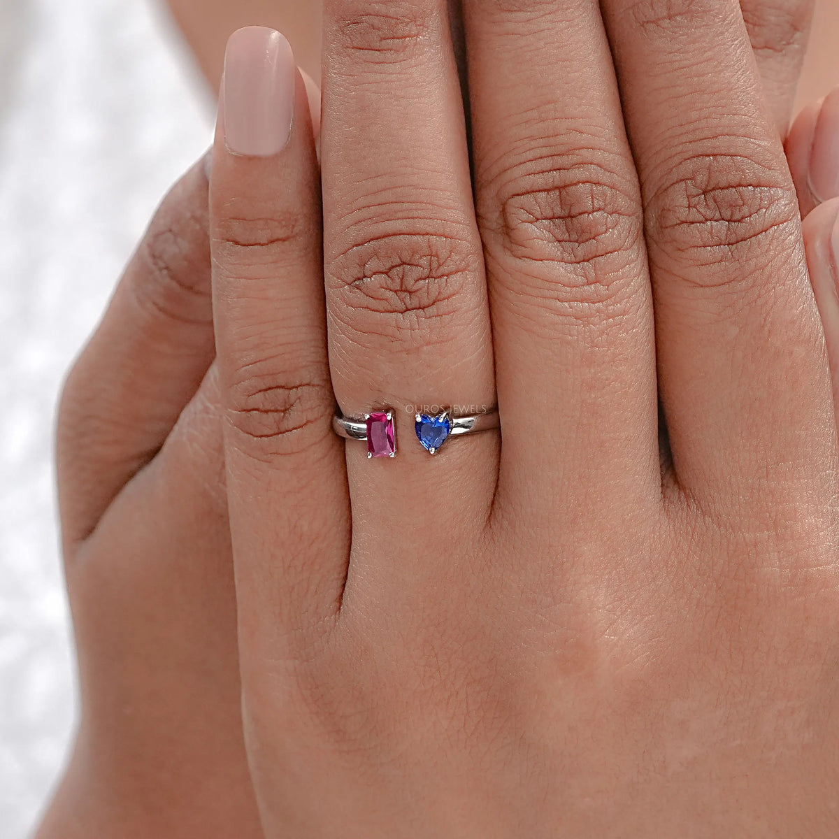 Open Cuff Lab Gemstone Ring Rings