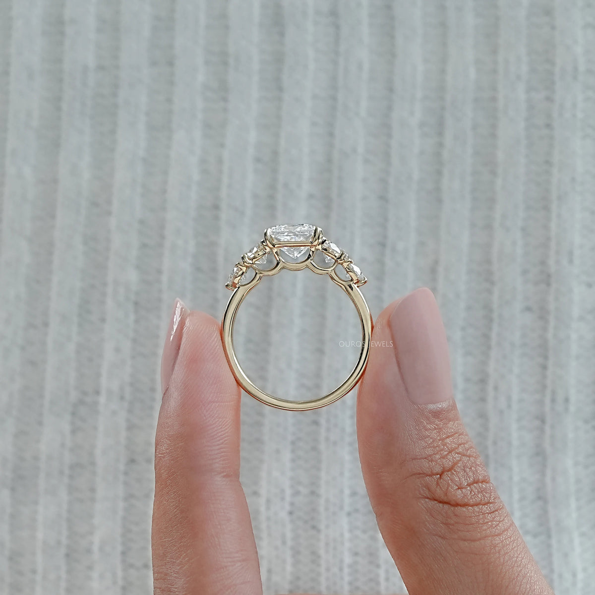 Five Stone Princess Lab Diamond Engagement Ring Rings