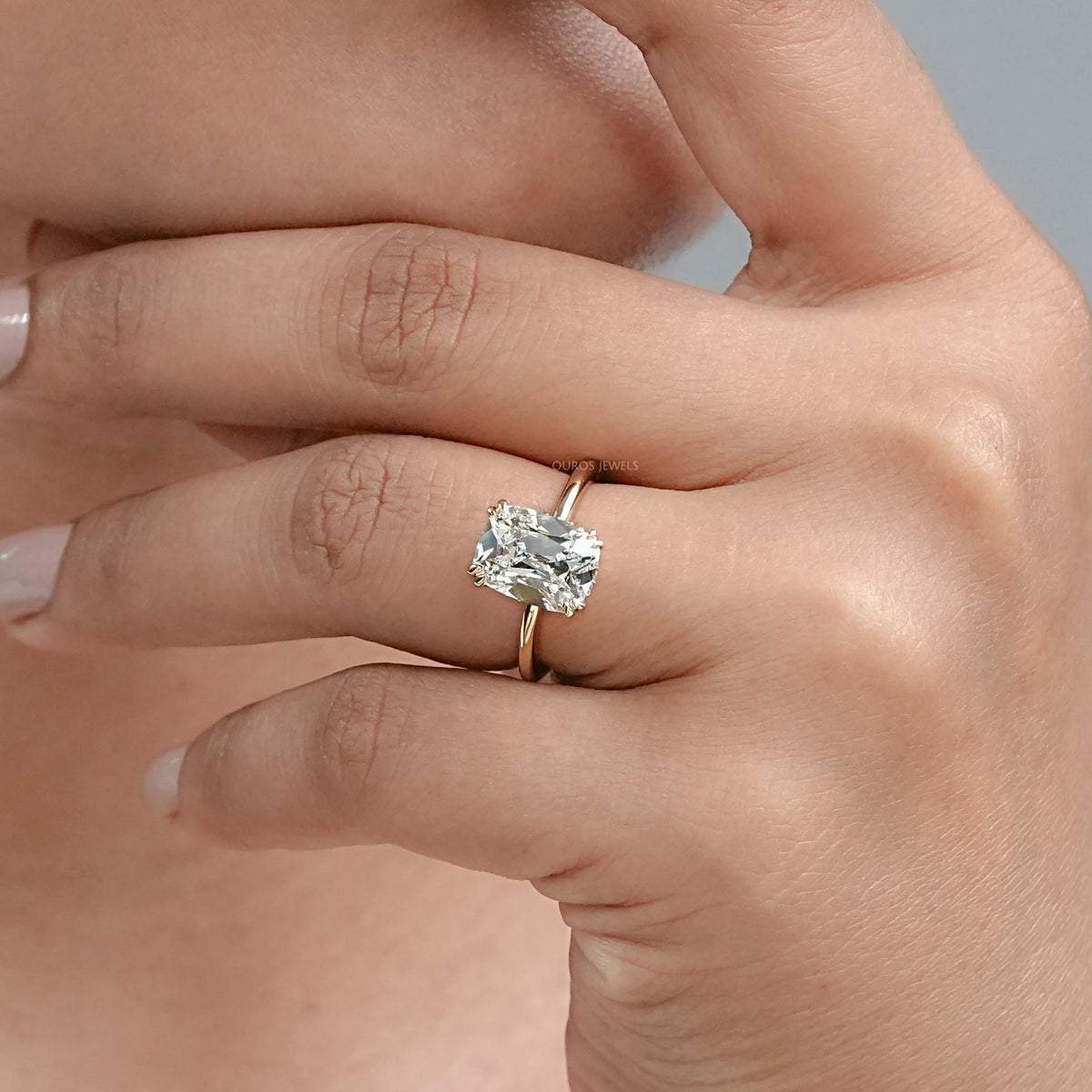Old Mine Cushion Lab Diamond Solitaire Ring Rings