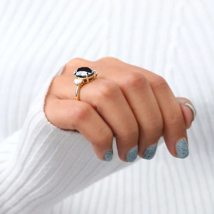 black natural diamond engagement ring