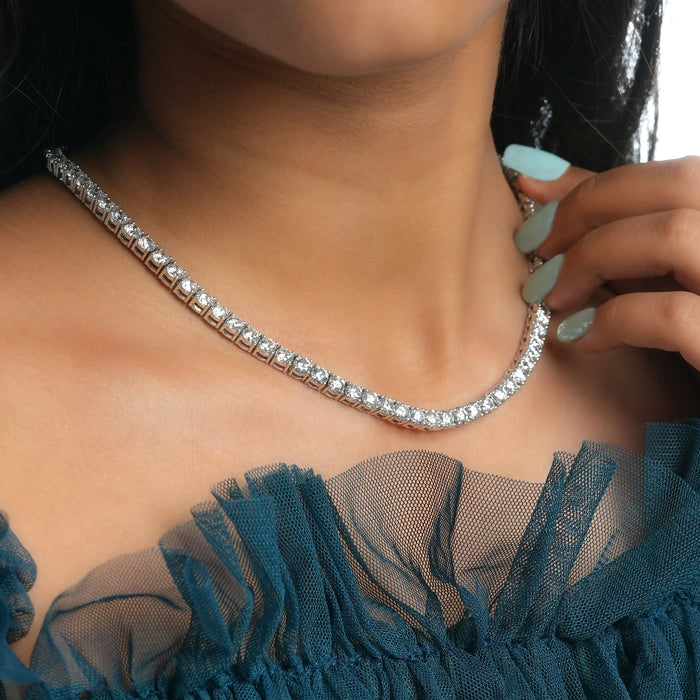 Round Lab Grown Diamond Line Necklace